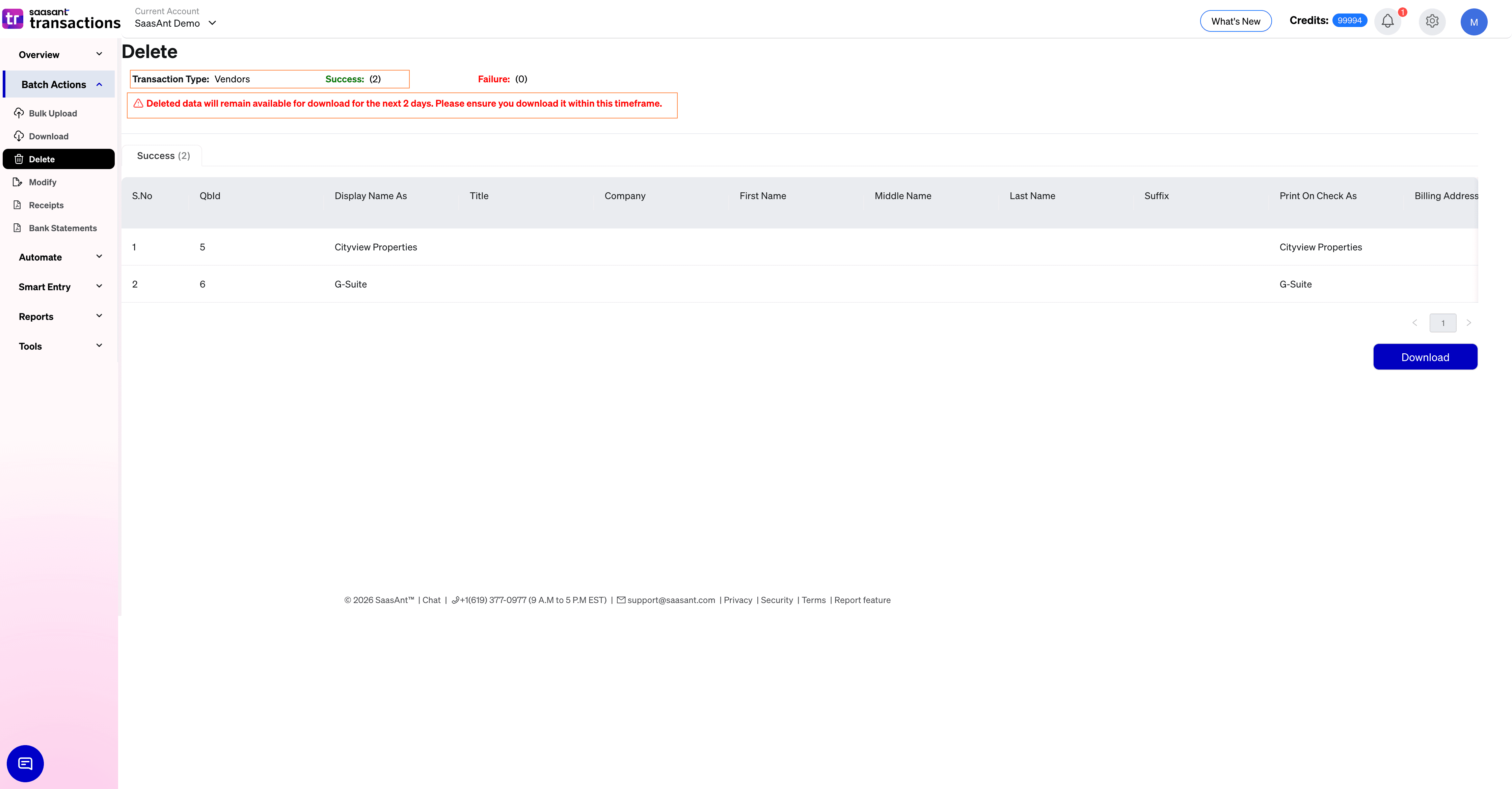 Delete Vendor Success - SaasAnt Transactions.png