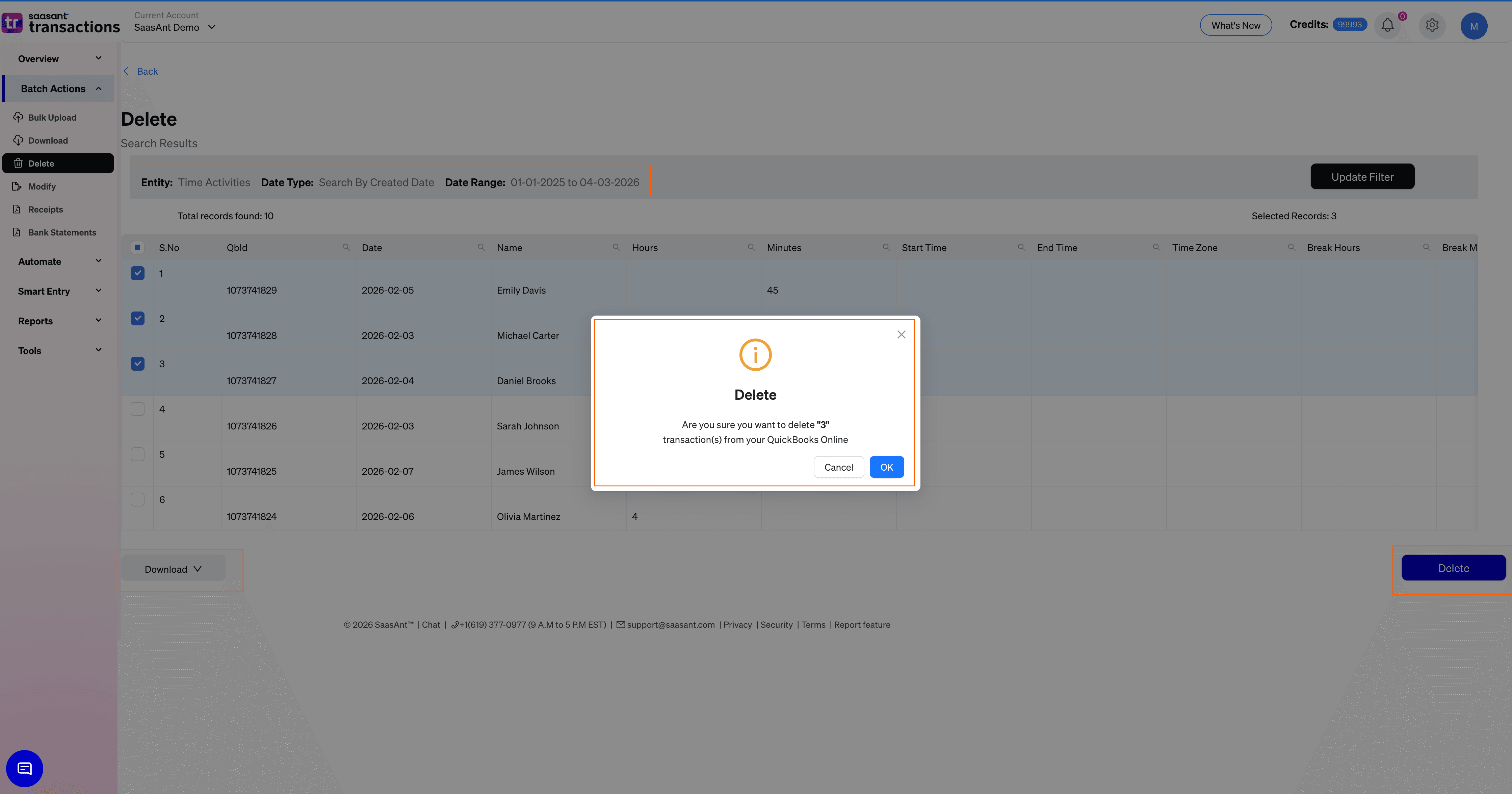 Delete the Time Activities in SaasAnt Transactions.png
