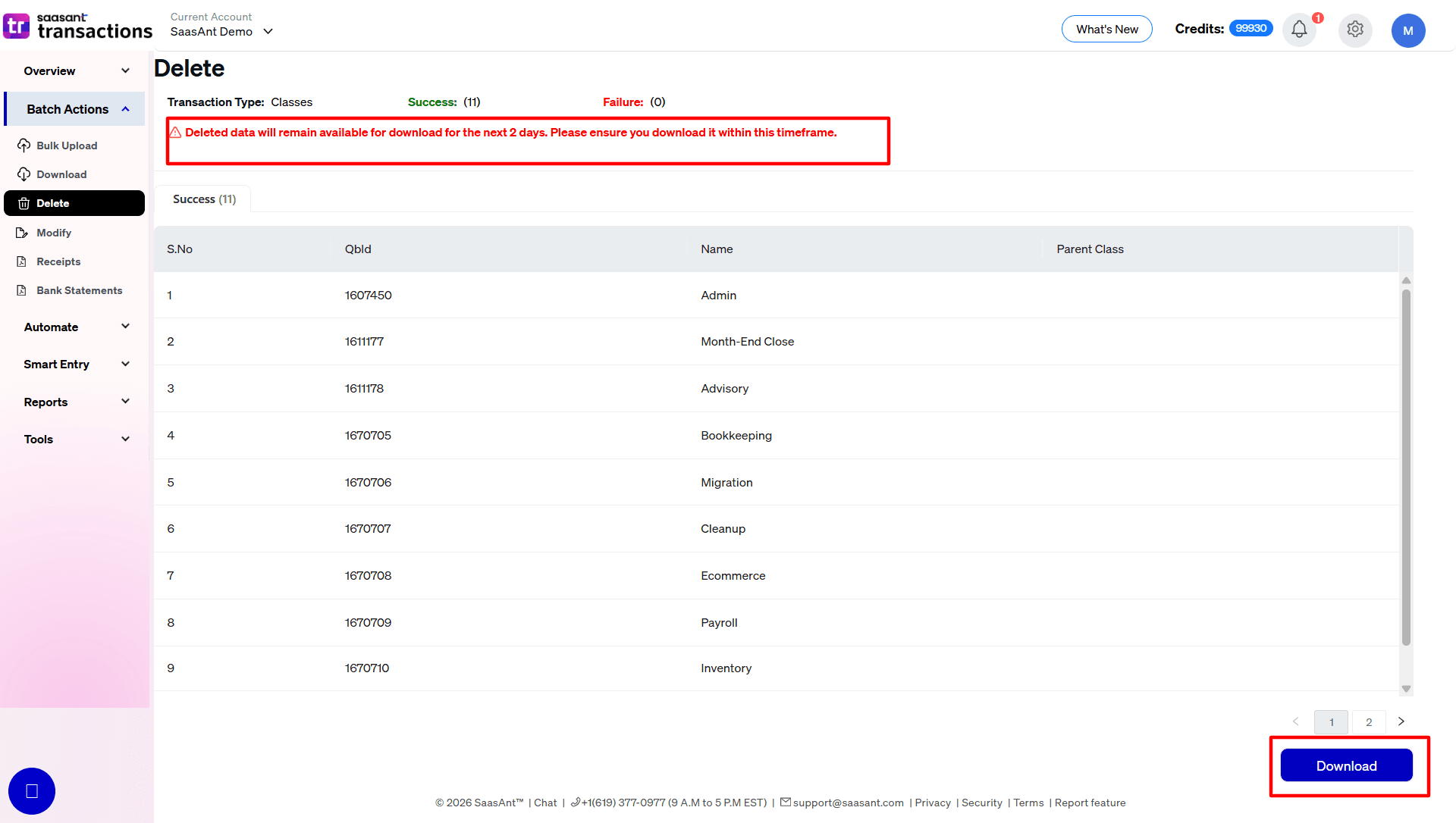 Deleted class in SaasAnt Transactions Online.png