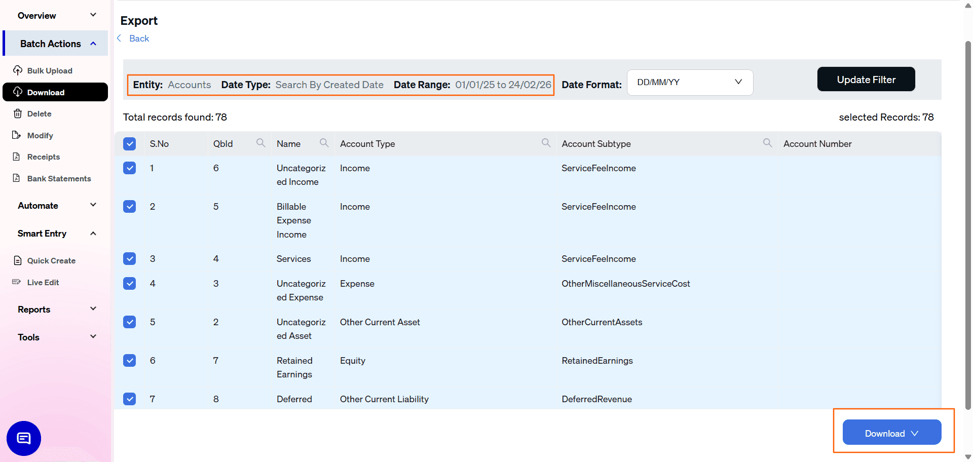 Download chart of accounts either in Excel or Csv.png