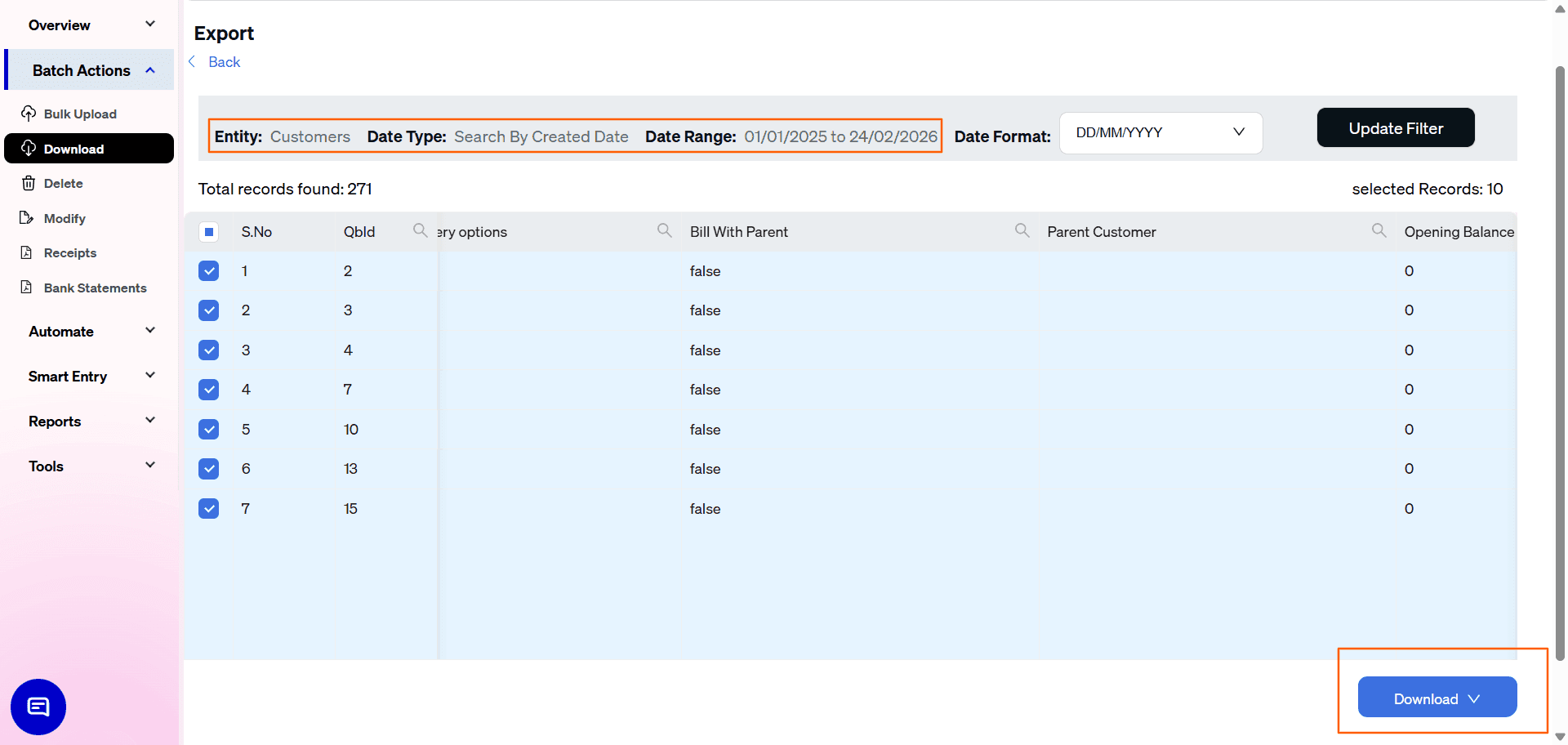 Export Customers using SaasAnt Transactions Online either Excel or Csv.png