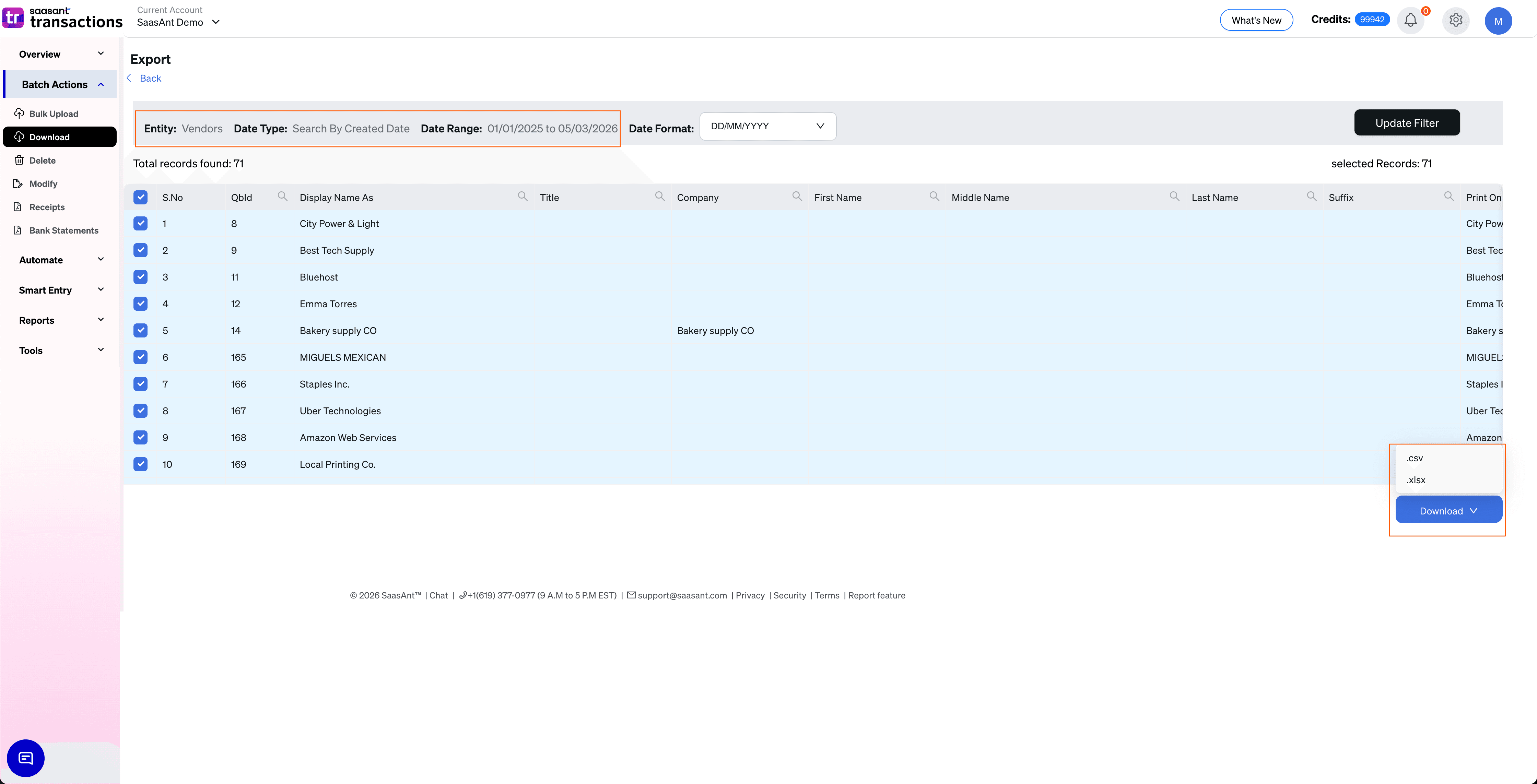 Export Vendors from SaasAnt Transactions Online.png