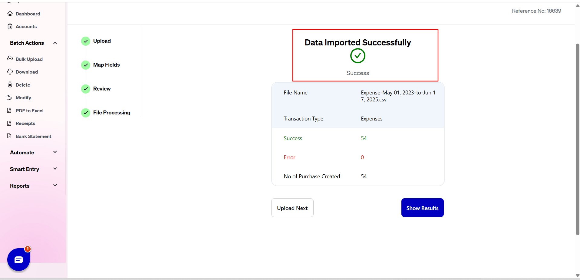 Import Expensess Success - SaasAnt Transactions.png