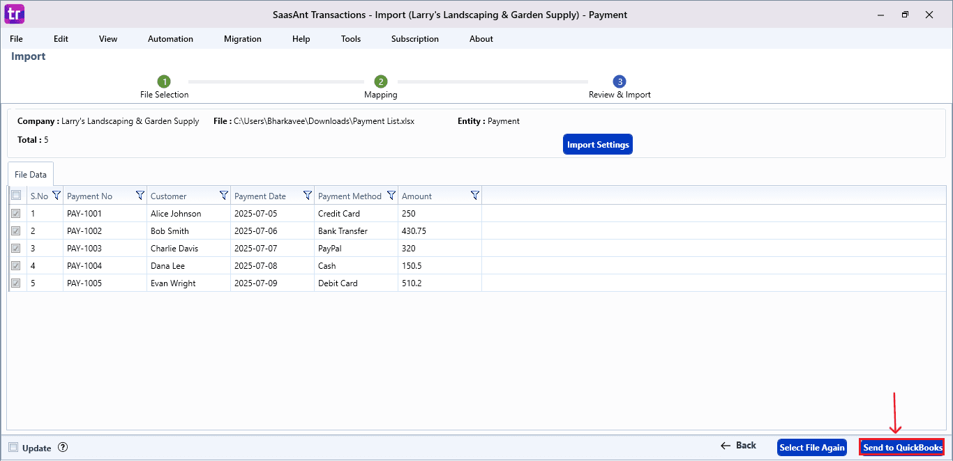 Payment send to QuickBooks - SaasAnt Transactions Desktop.png