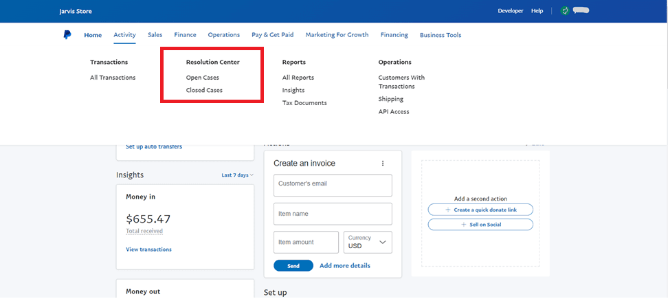 PayPal Resolution Center