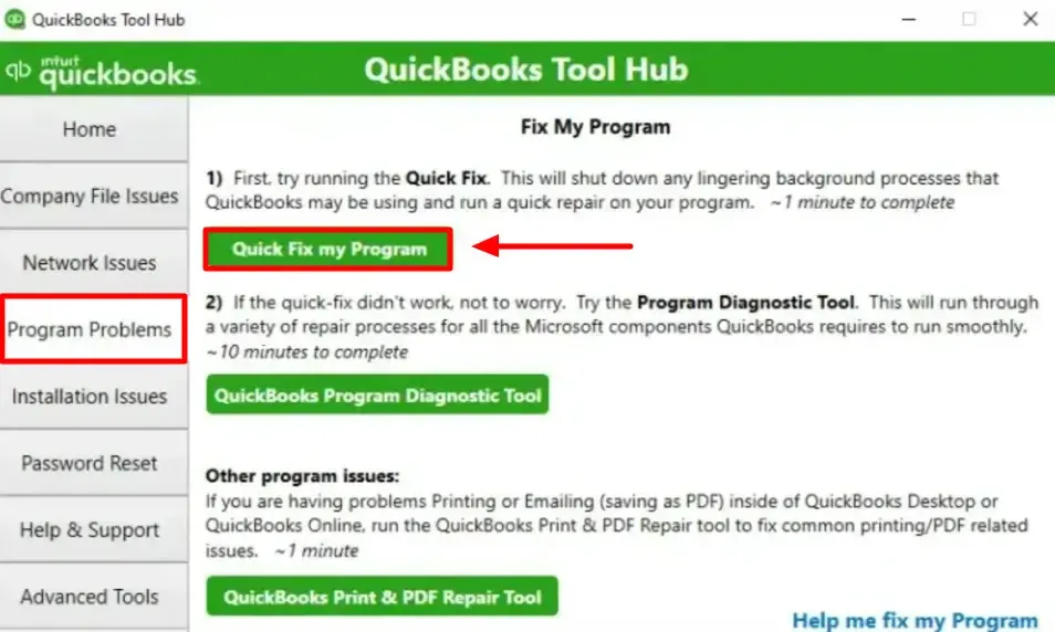 Quickfix My Program - QuickBooks
