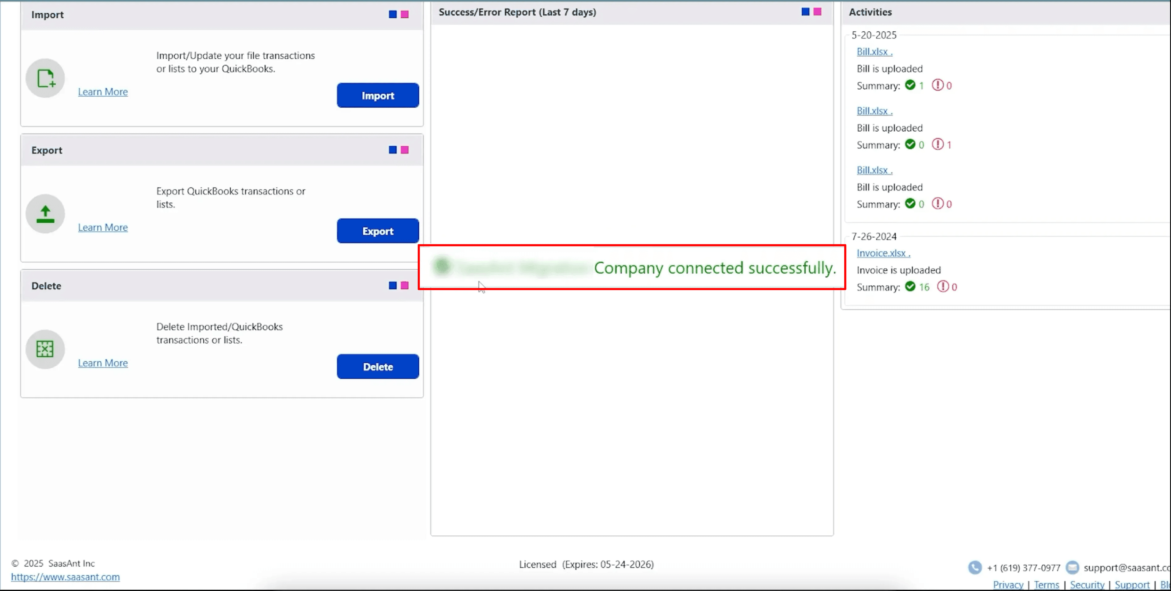 SaasAnt Transactions Desktop company connected.png