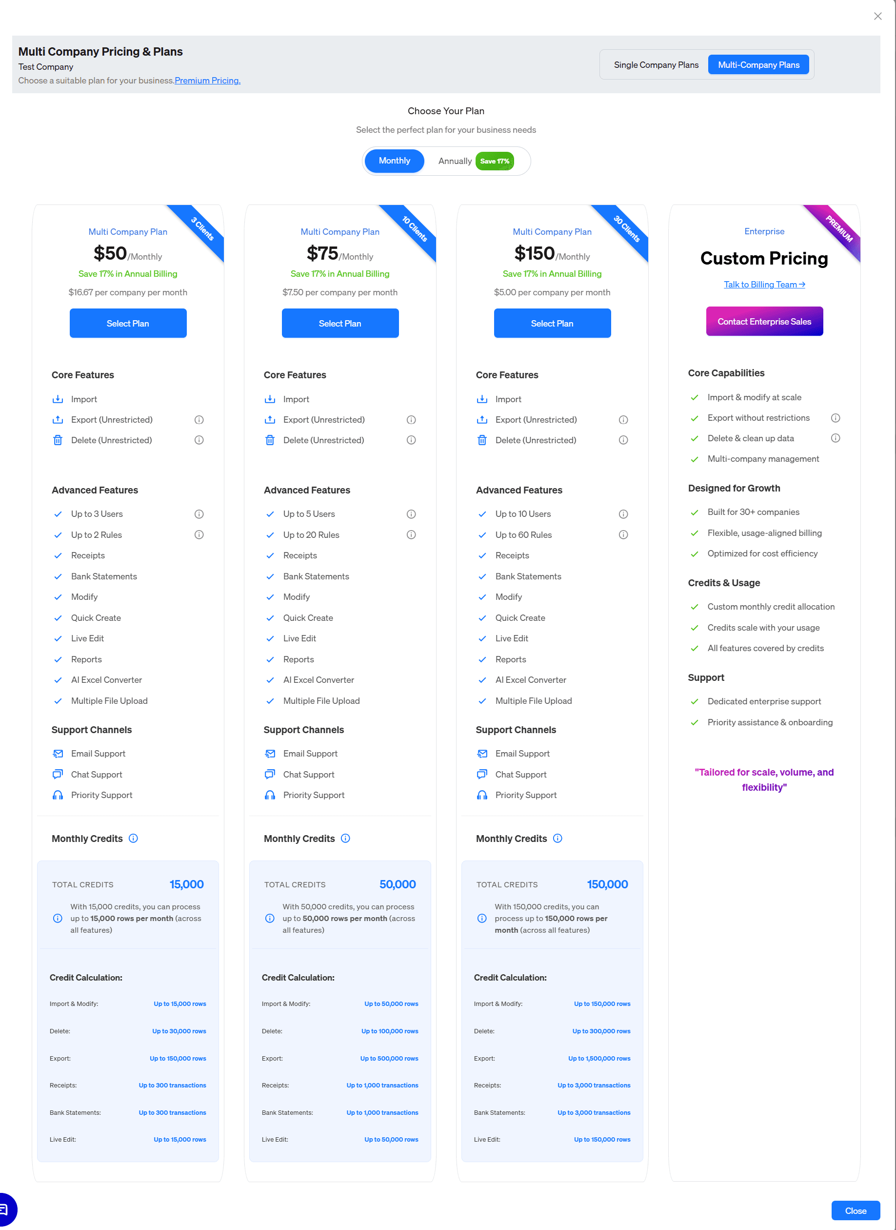 SaasAnt Transactions Online - Multi Company Plan Monthly Pricing.png