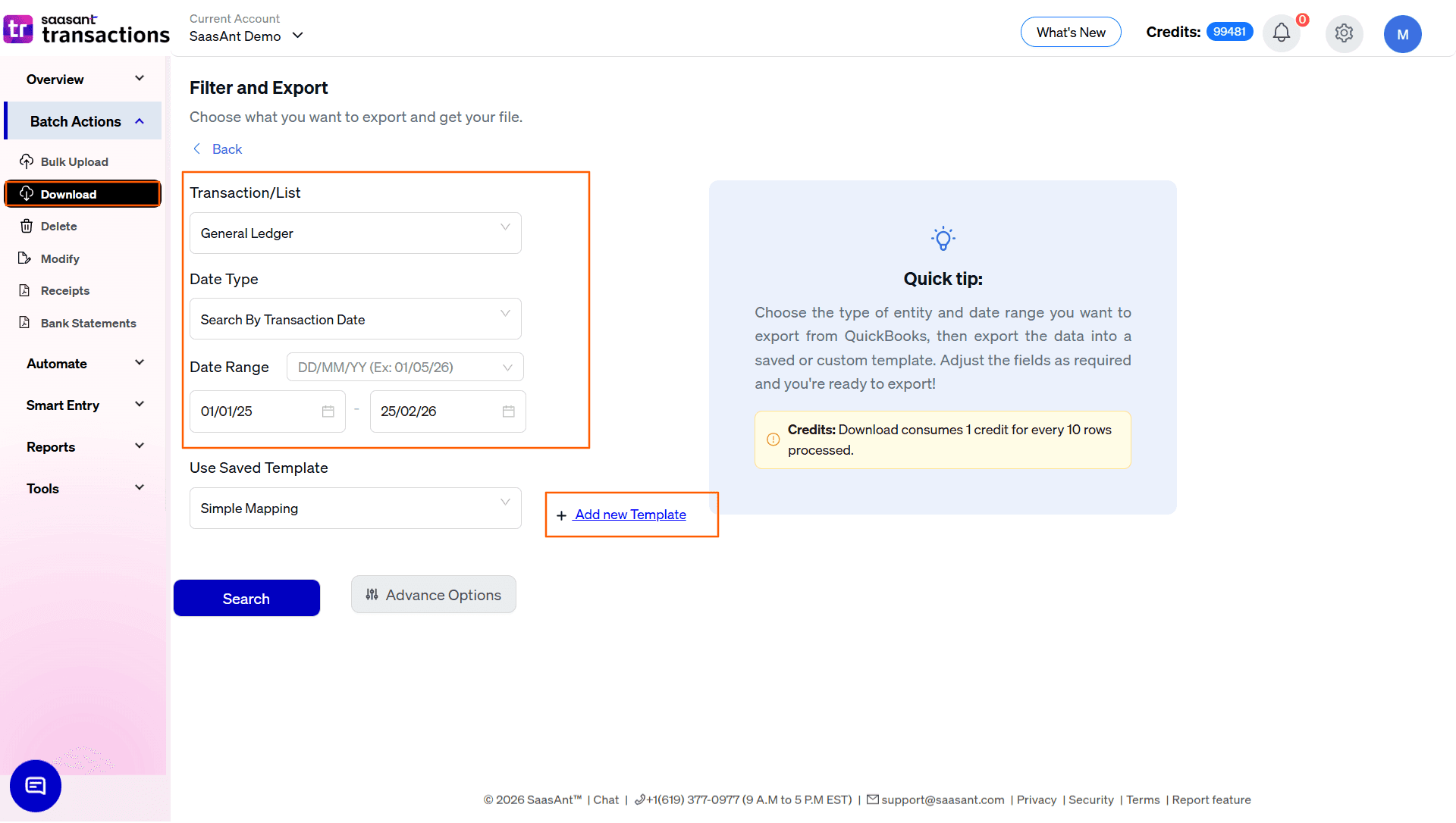 Select General Ledger in SaasAnt Transactions Online.png