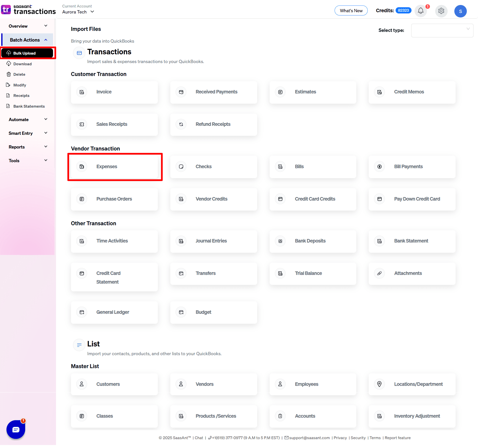 Select Import Expenses to QuickBooks Online - SaasAnt Transactions Online.png
