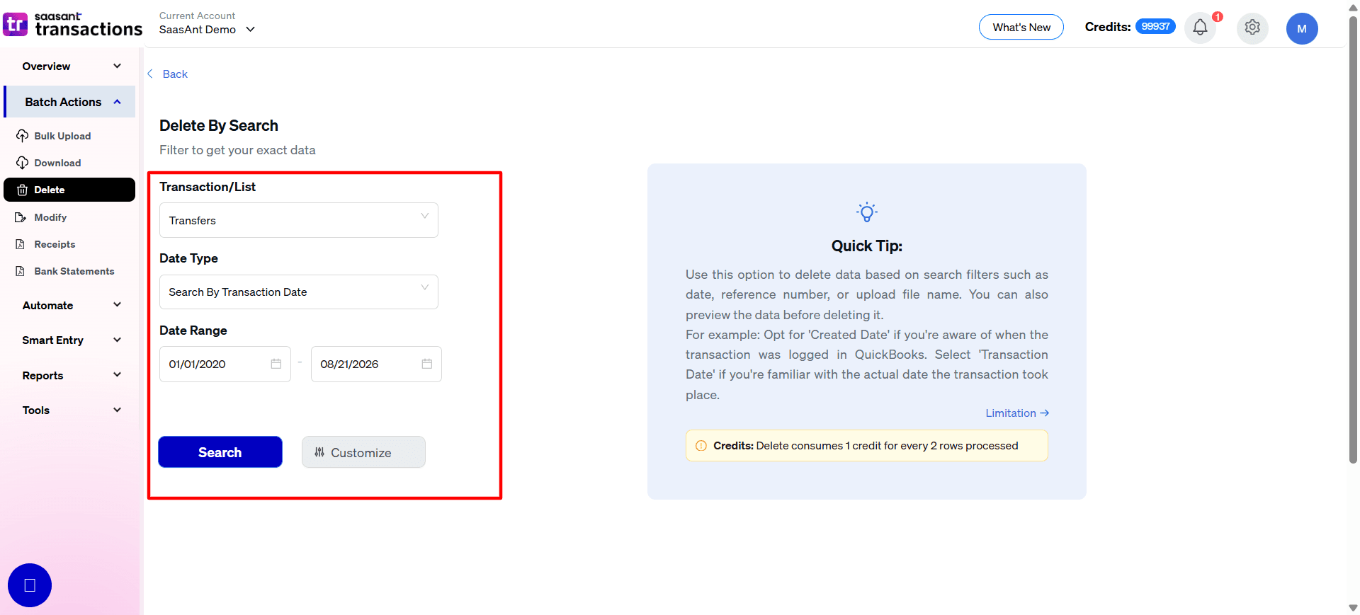 Select Transfers in SaasAnt Transactions Online.png