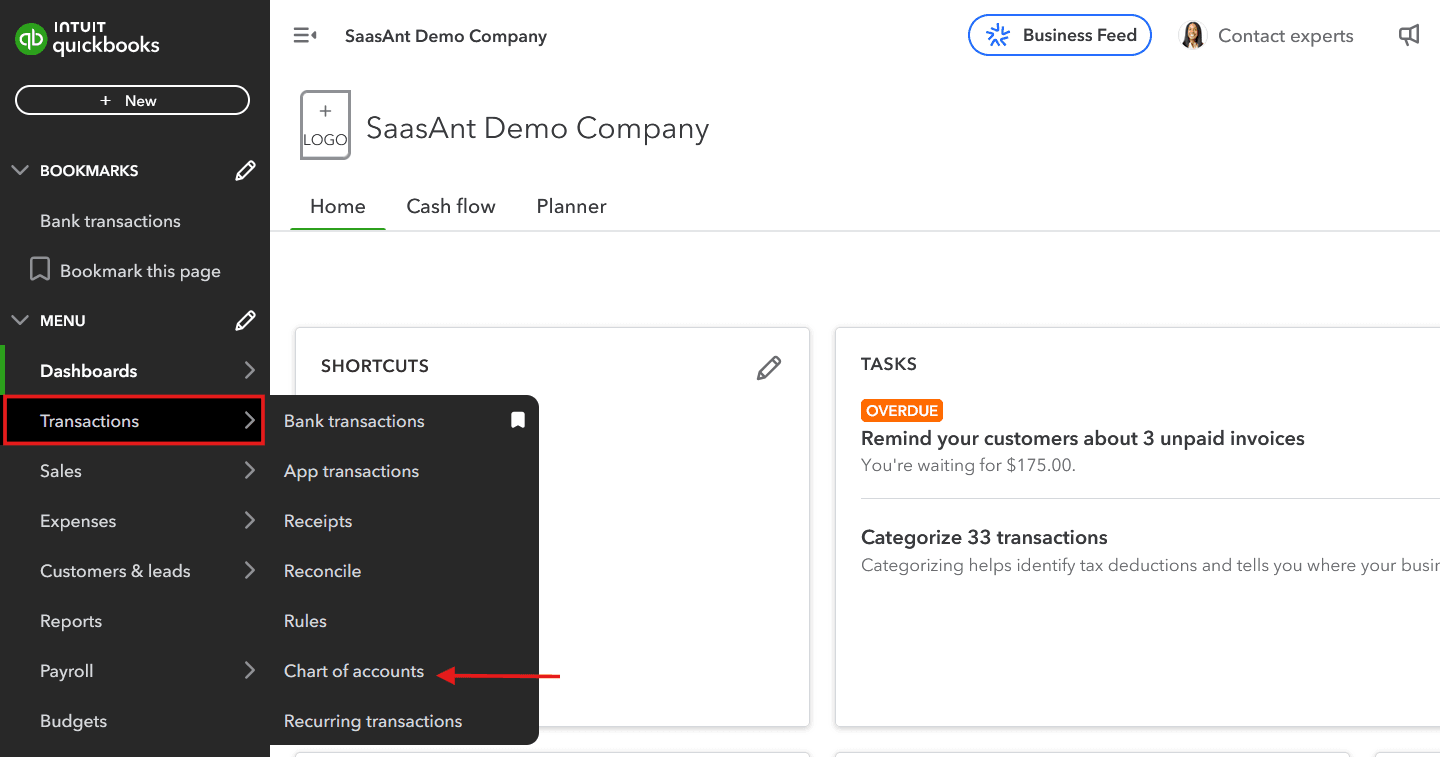 select chart of accounts to delete journal entry