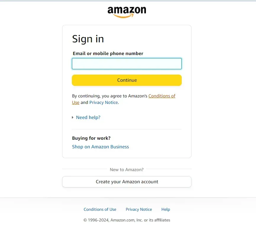 Log in to Your Amazon Account