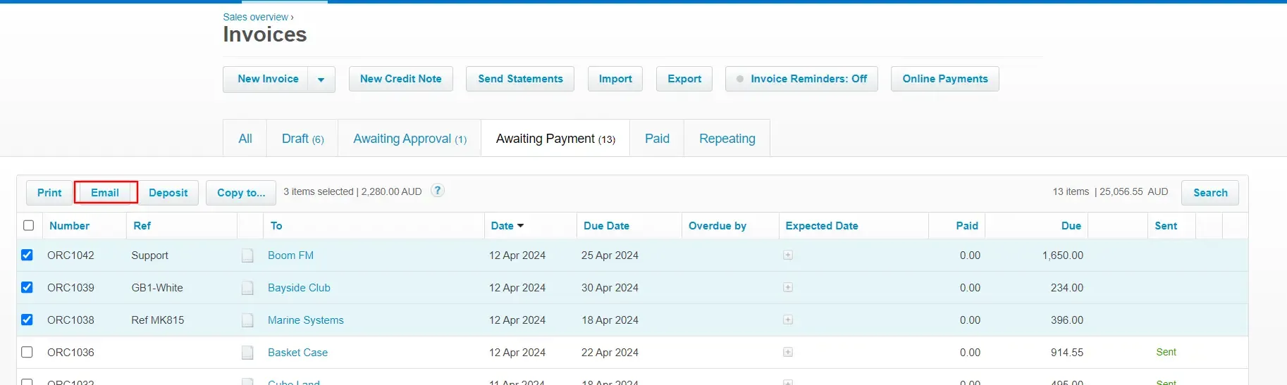 batch invoice sending in xero via email.webp