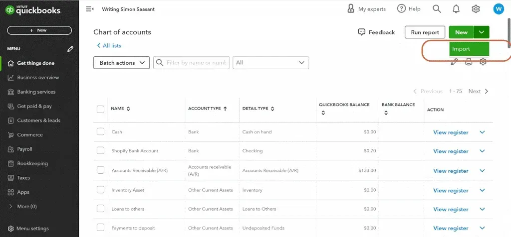 How to import a Chart of Accounts in QuickBooks