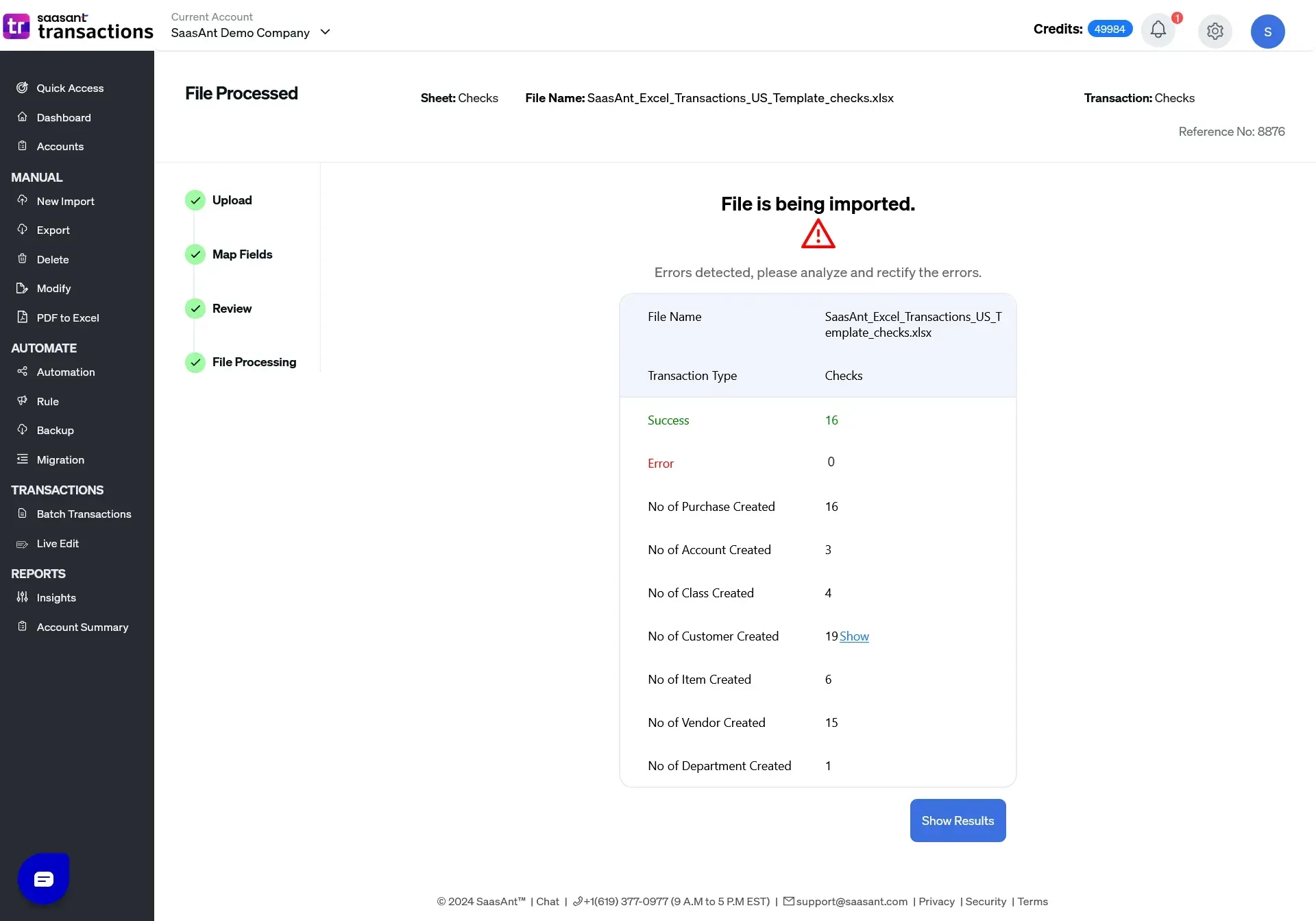 Verifying the Imported Checks in QuickBooks Online