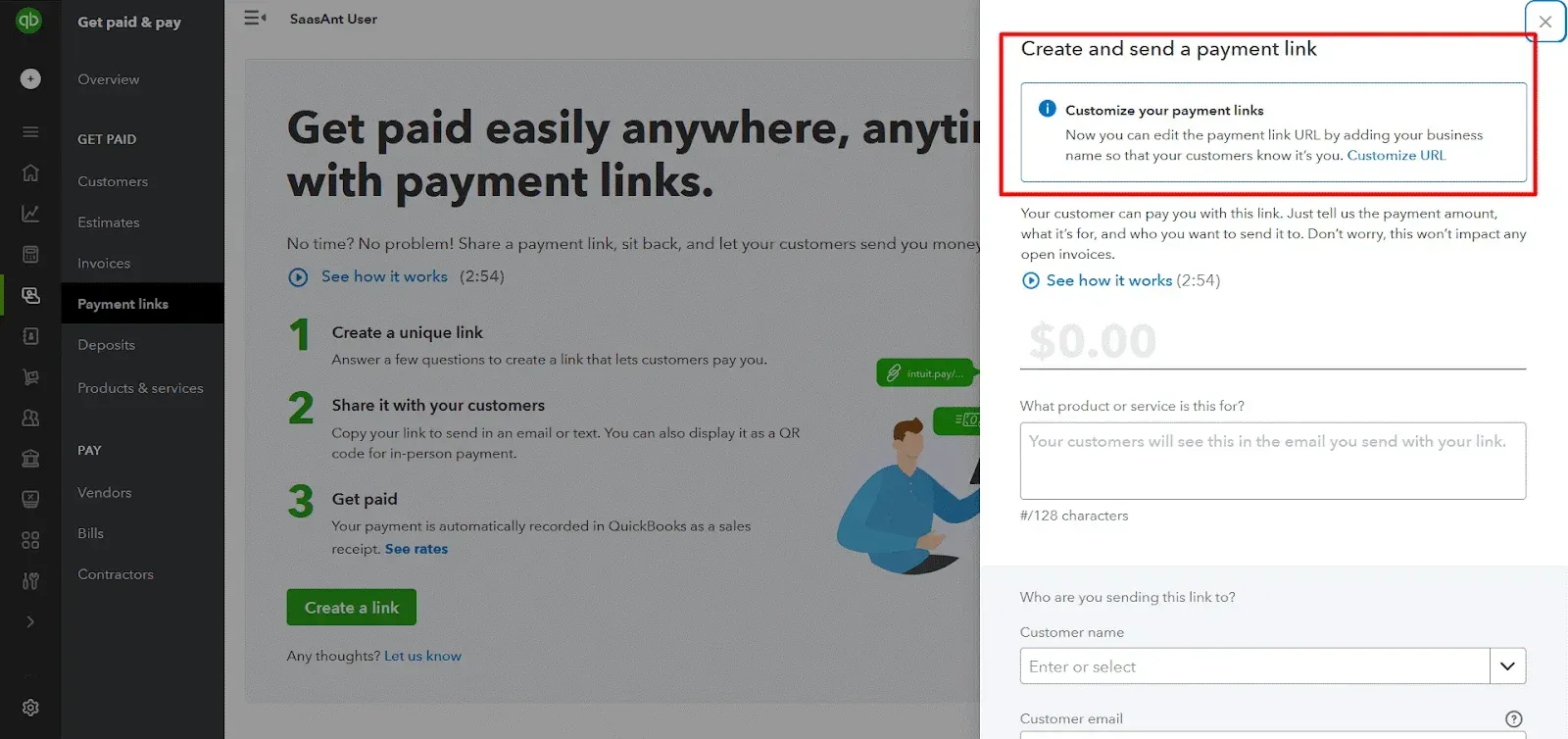 Customizing the Payment Link URL Quickbooks