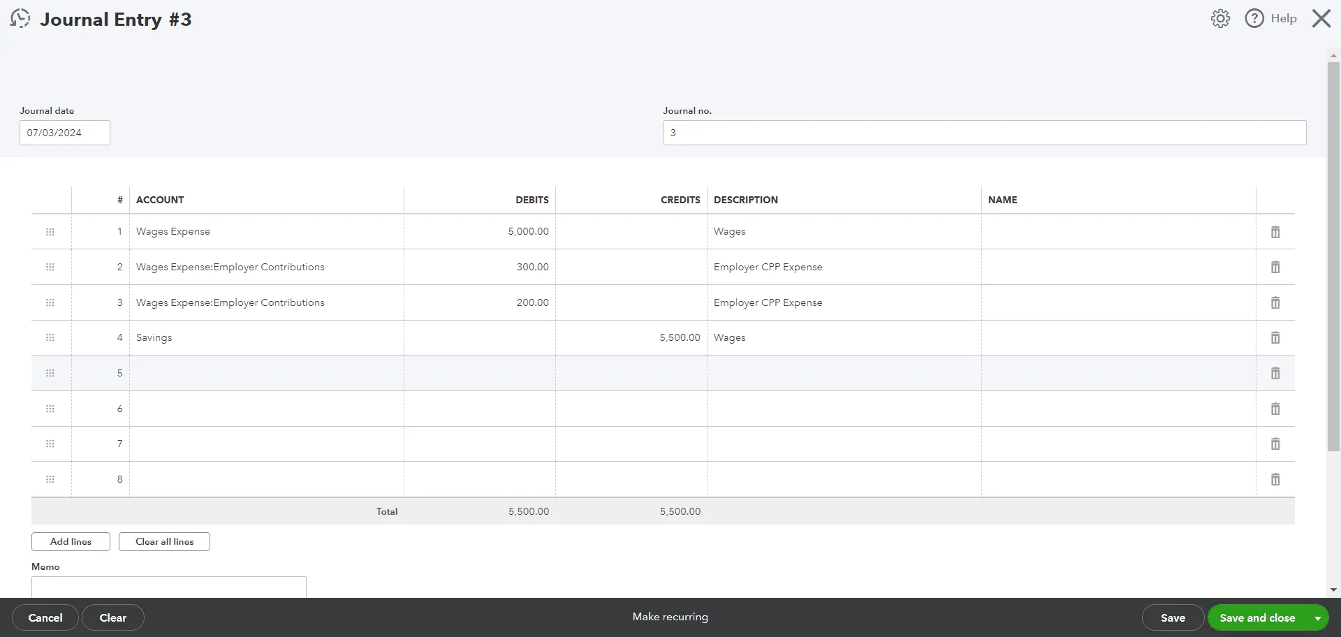 Payroll Journal Entry in QuickBooks Desktop