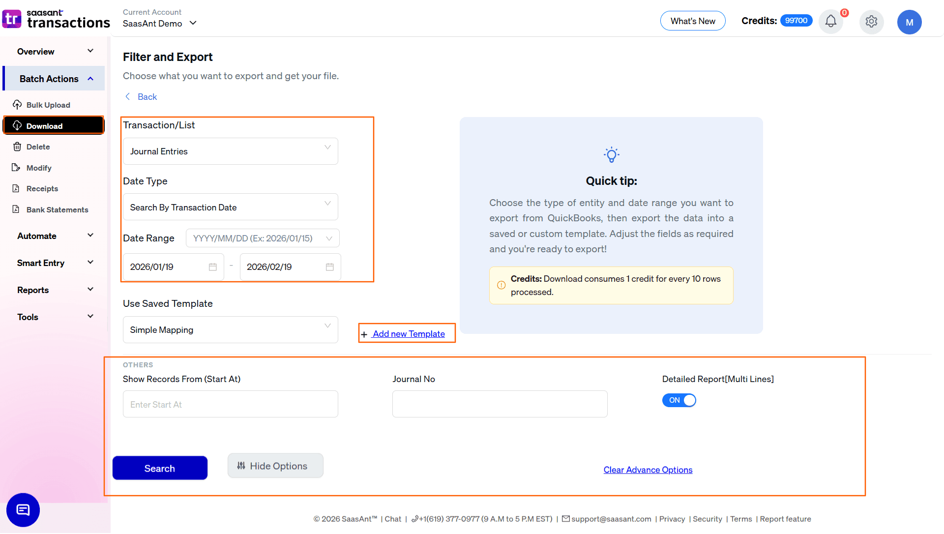 select journal entries in Saasant Transactions Online.png