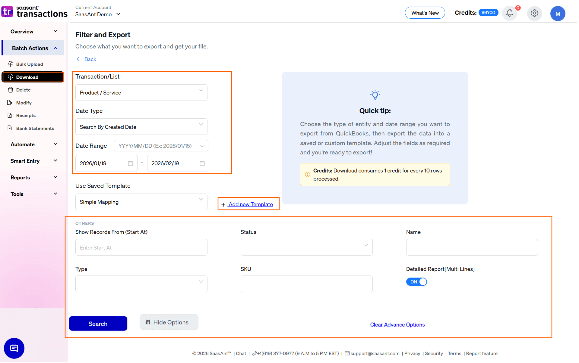 select product and services in saasant transactions online.png
