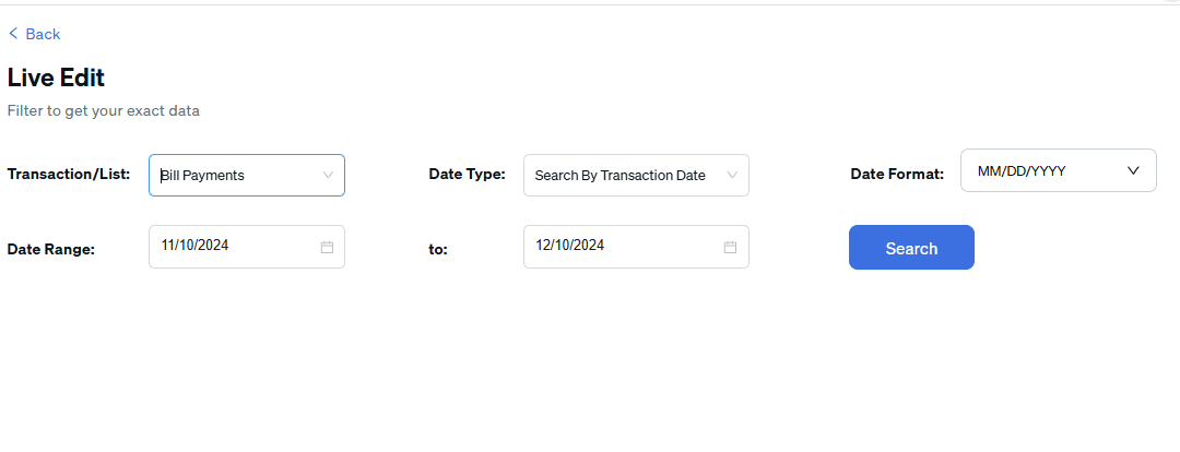 use the filters and search function to select the bill payments to edit
