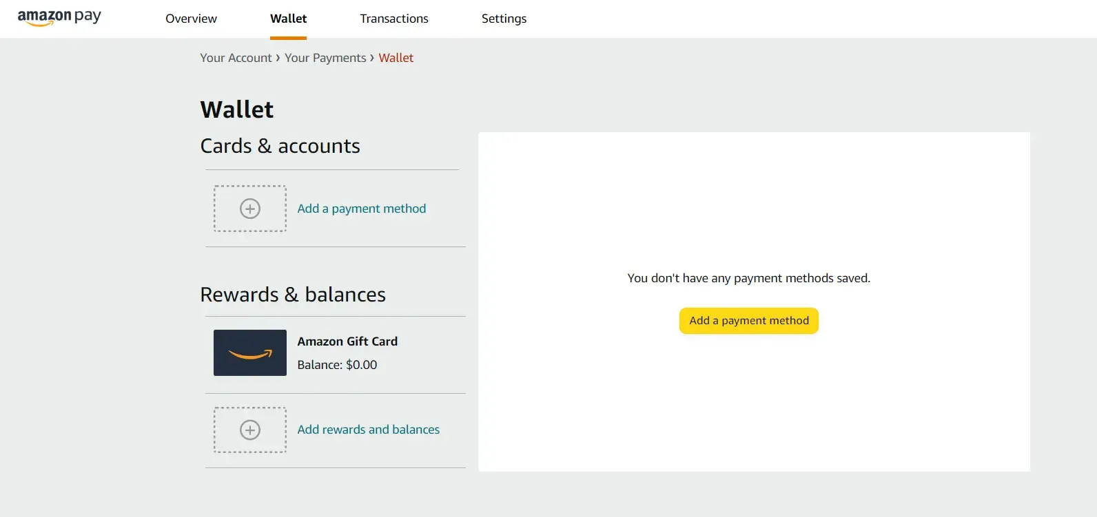 Add gift card in Amazon